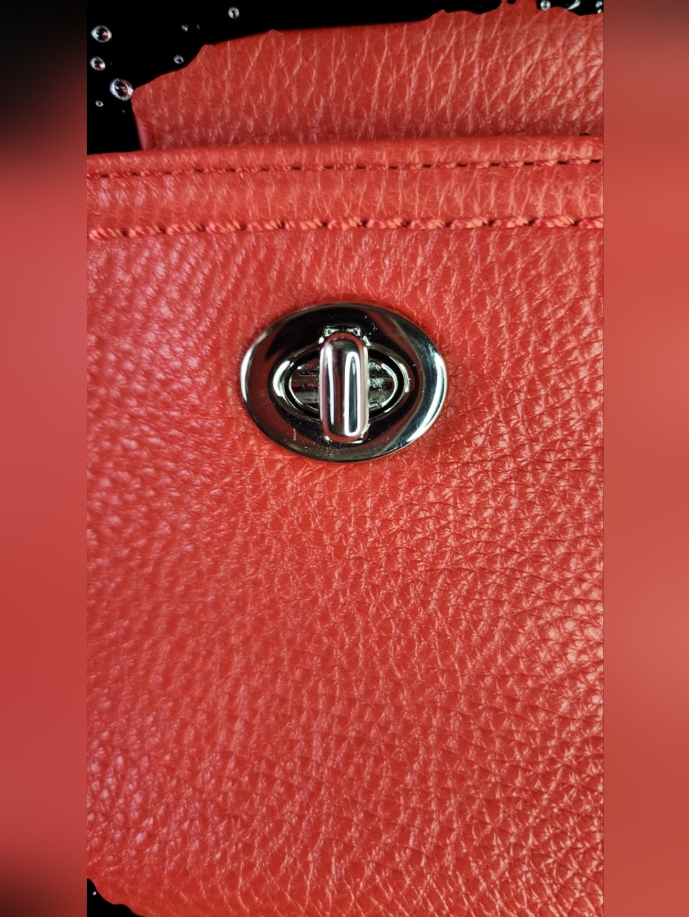 Coach Park Leather Medium Turnlock Wristlet, Style#F49472 Turnlock In Vermillion - Picture 8 of 14